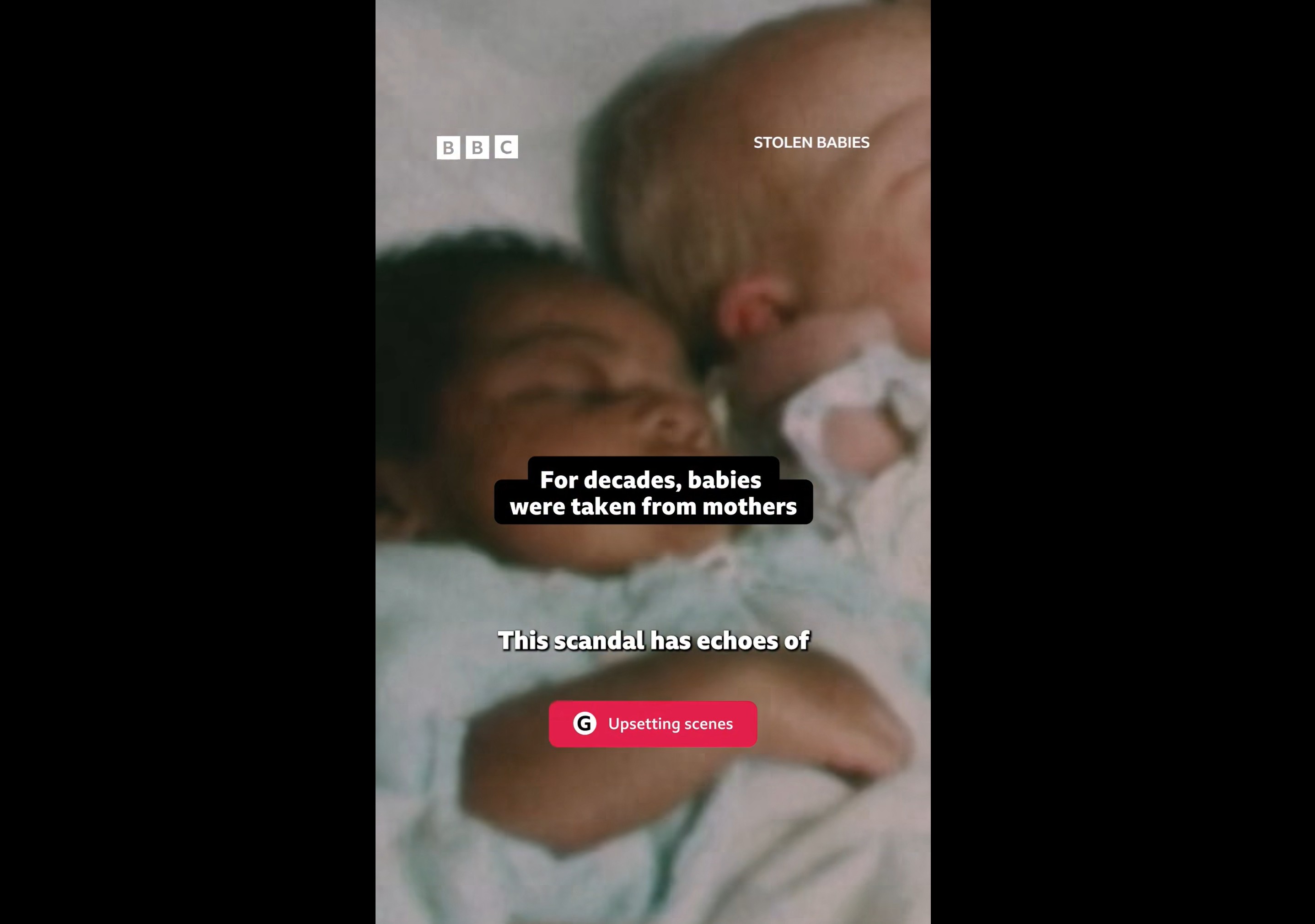 Stolen Babies - BBC Scotland Facebook poster